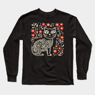 Lino Cut Cat Long Sleeve T-Shirt